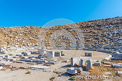 Theatre at ancient ruins at Delos island in Greece Stock Photo