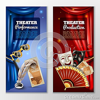 Theatre Banners Set Vector Illustration