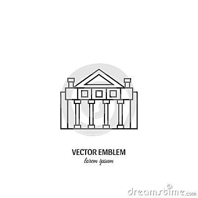 Theatre building with columns line icon vector Vector Illustration