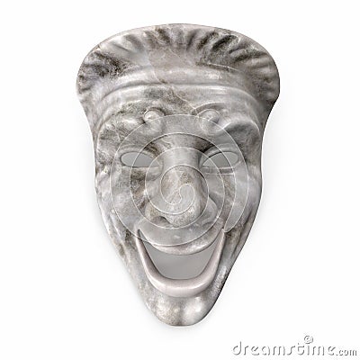 Theatre Comedy Mask White Marble on white. 3D illustration Cartoon Illustration