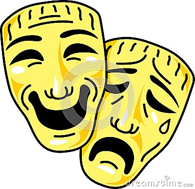 Theatre comedy and tragedy masks Vector Illustration