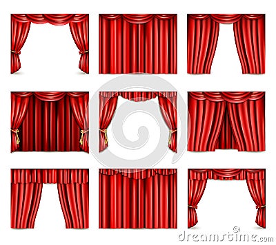 Theatre Curtain Icons Set Vector Illustration