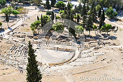 Theatre of Dionysus on Acropolis Hill, Athens Editorial Stock Photo