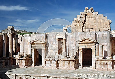 Theatre Greco-Roman city of Jerash, Jordan Stock Photo