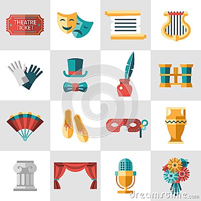 Theatre icon flat Vector Illustration