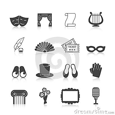 Theatre Icon Set Vector Illustration