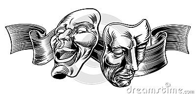 Theatre Masks Vector Illustration