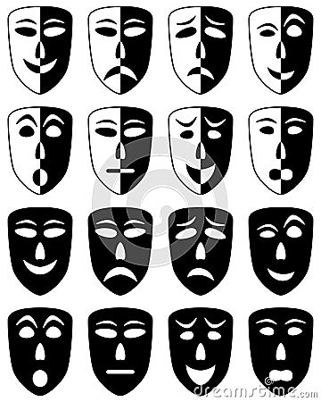 Theatre Masks Set Vector Illustration