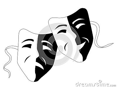 Theatre masks (Tragedy comedy) Vector Illustration