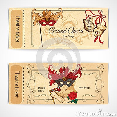 Theatre sketch tickets Vector Illustration