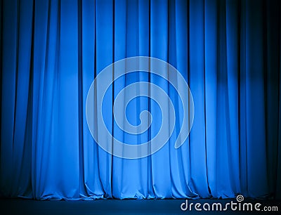 Theatre stage blue curtain Stock Photo