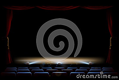 Theatre Stage and Curtains Vector Illustration