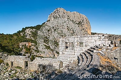 The theatre of Termessos is one of the world`s most magnificent historic sites. Stock Photo