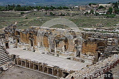 Looking towards the stage of the theatre, Hierapolis Stock Photo