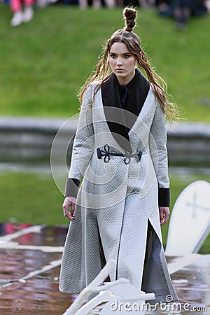Theatrical fashion show in Catherine park, Pushkin, St. Petersburg, Russia Editorial Stock Photo