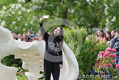 Theatrical fashion show in Catherine park, Pushkin, St. Petersburg, Russia Editorial Stock Photo