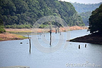 Thekkady Lake Boating view at Periyar National Park Stock Photo