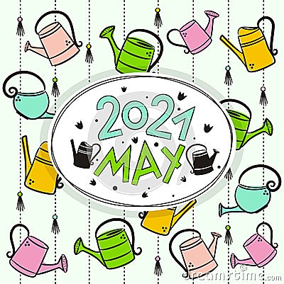 Thematic template for a calendar for 2021 May Vector Illustration