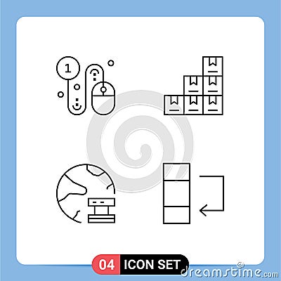 4 Thematic Vector Filledline Flat Colors and Editable Symbols of business, data, pay, boxes, network Vector Illustration