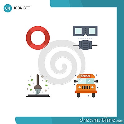 4 Thematic Vector Flat Icons and Editable Symbols of basic, broom, ui, mask, leaf Vector Illustration