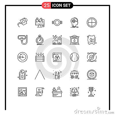 25 Thematic Vector Lines and Editable Symbols of future, advanced, megaphone, rank, military Vector Illustration