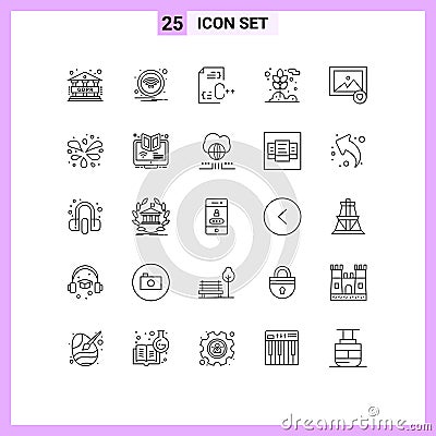 25 Thematic Vector Lines and Editable Symbols of image, wheat, coding, plant, agriculture Vector Illustration