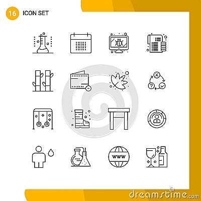 16 Thematic Vector Outlines and Editable Symbols of money, coins, event, budget, screen Vector Illustration