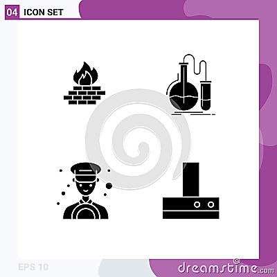 4 User Interface Solid Glyph Pack of modern Signs and Symbols of antivirus, test, network, chemistry, driver Vector Illustration