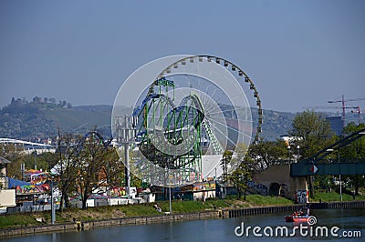 Theme Park at the River Neckar, Bad Cannstatt, Stutgart, Baden - Wuerttemberg Editorial Stock Photo