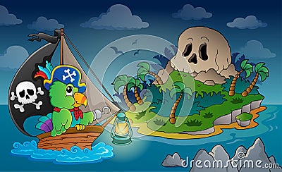 Theme with pirate skull island 1 Vector Illustration