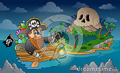 Theme with pirate skull island 3 Vector Illustration