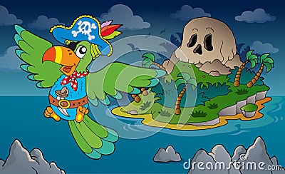 Theme with pirate skull island 4 Vector Illustration