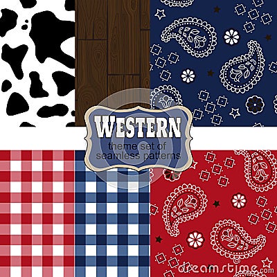 Theme westerns set of seamless patterns Vector Illustration