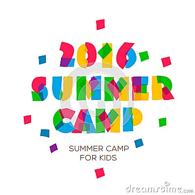 Themed Summer Camp 2016 poster in flat style Vector Illustration