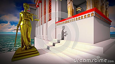 Themis in court 3d illustration Stock Photo