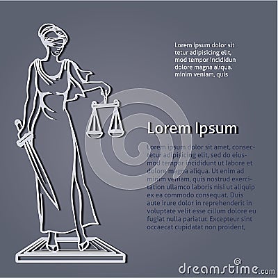 Themis (Femida) - goddess of justice. Cartoon Illustration