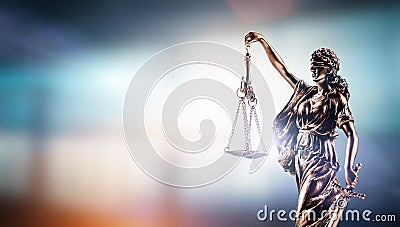 Themis, symbol of law on modern background Stock Photo