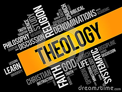 Theology word cloud collage Stock Photo