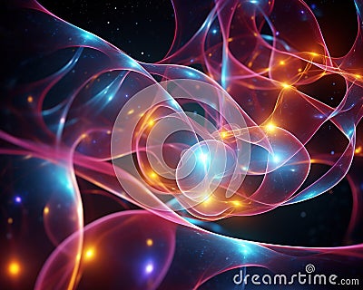 theoretical framework in which string theory can be found. Cartoon Illustration