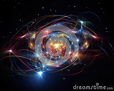 theoretical framework in which string theory can be found. Cartoon Illustration