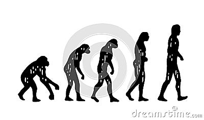 Theory evolution of man. From monkey to man. Vintage engraving Vector Illustration