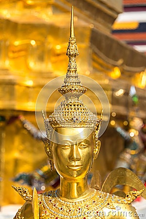 Theppaksi Gold statue. Asian art close up Stock Photo