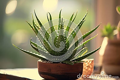 Therapeutic Aloe vera pot. Generate Ai Stock Photo