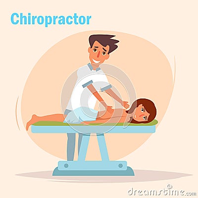 Therapeutic massage. Chiropractor Vector Illustration