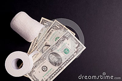 Therapeutic self adhesive tape and Money Stock Photo