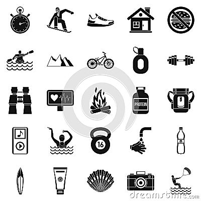 Therapeutic therapy icons set, simple style Vector Illustration