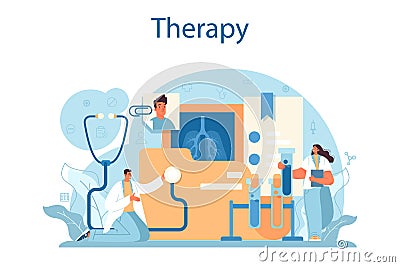 Therapist concept. Healthcare, modern medicine treatment, expertize Vector Illustration