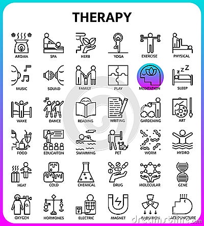 Therapy icon set based on 64px grid,outline icon Stock Photo