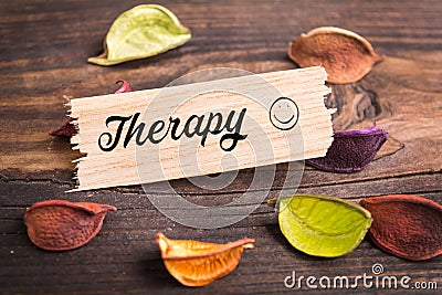 Therapy word in card Stock Photo