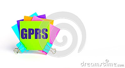 There are bright multi-colored stickers with the text GPRS General Packet Radio Service. Copy space Stock Photo